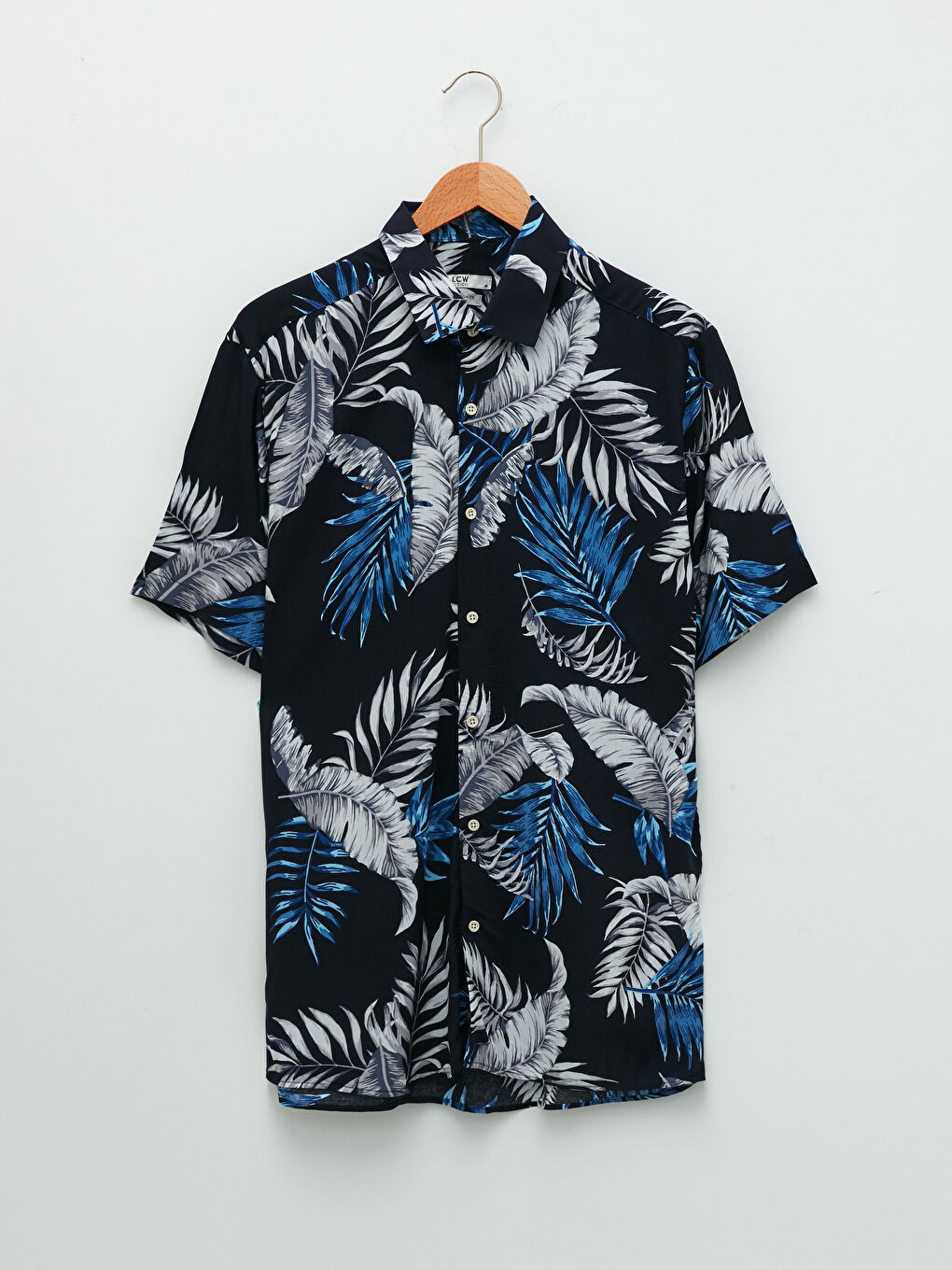 قميص رجالي ضيق بنقشة وأكمام قصيرة للرجال-5