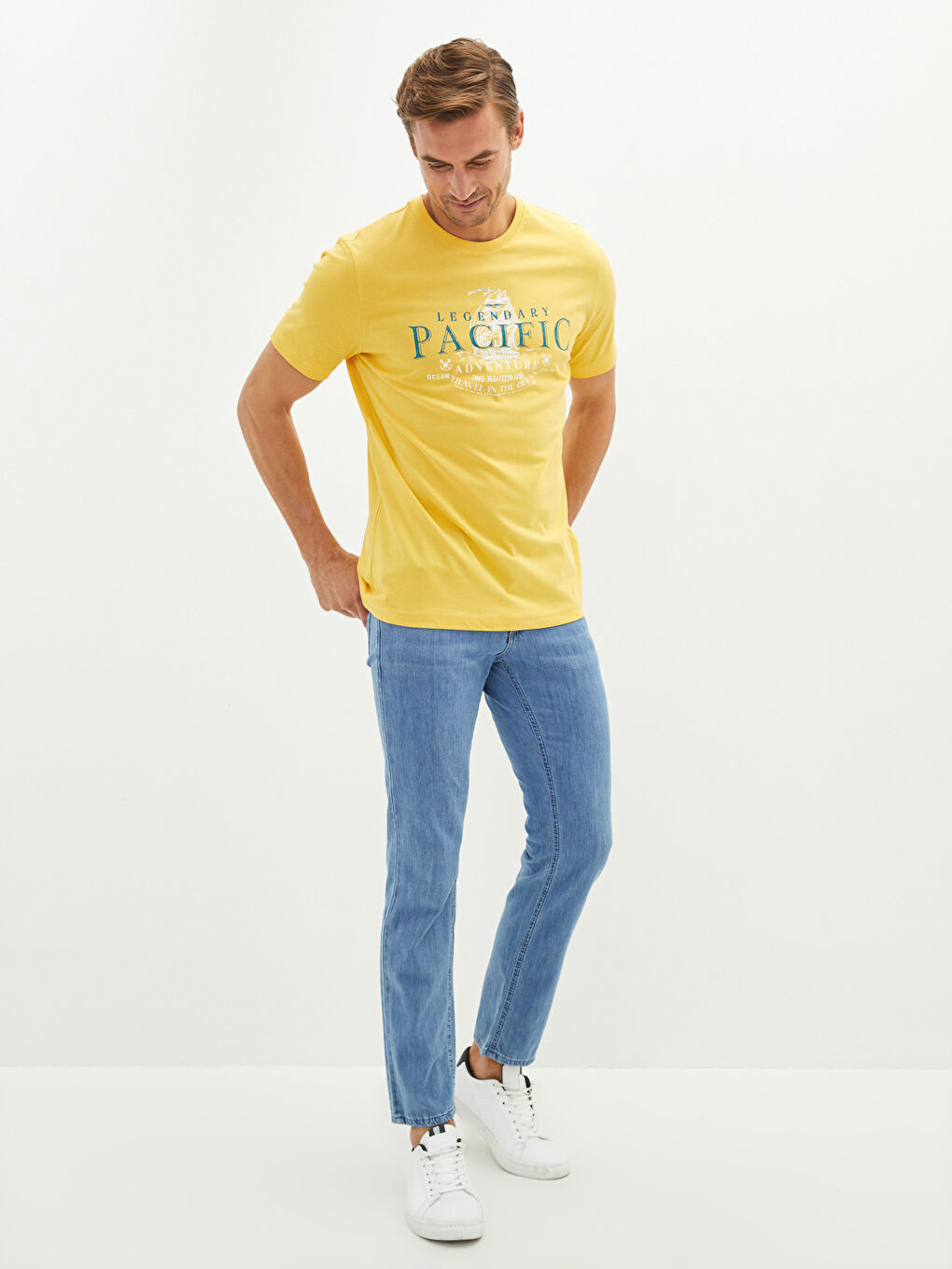 Crew Neck Short Sleeve Printed Combed Cotton Men's T-shirt