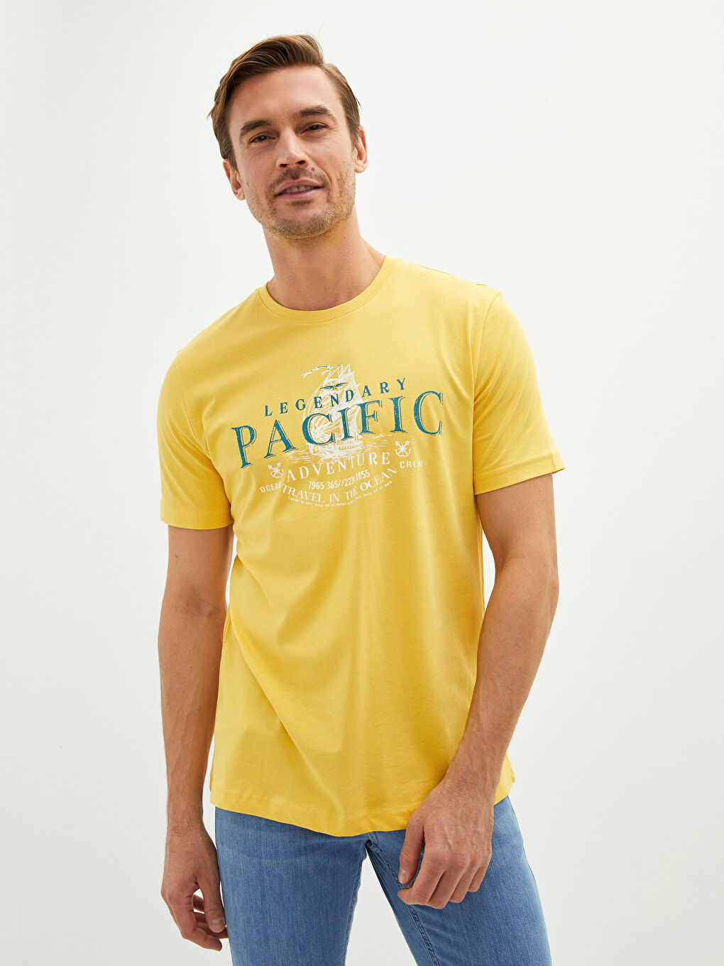 Crew Neck Short Sleeve Printed Combed Cotton Men's T-shirt-1