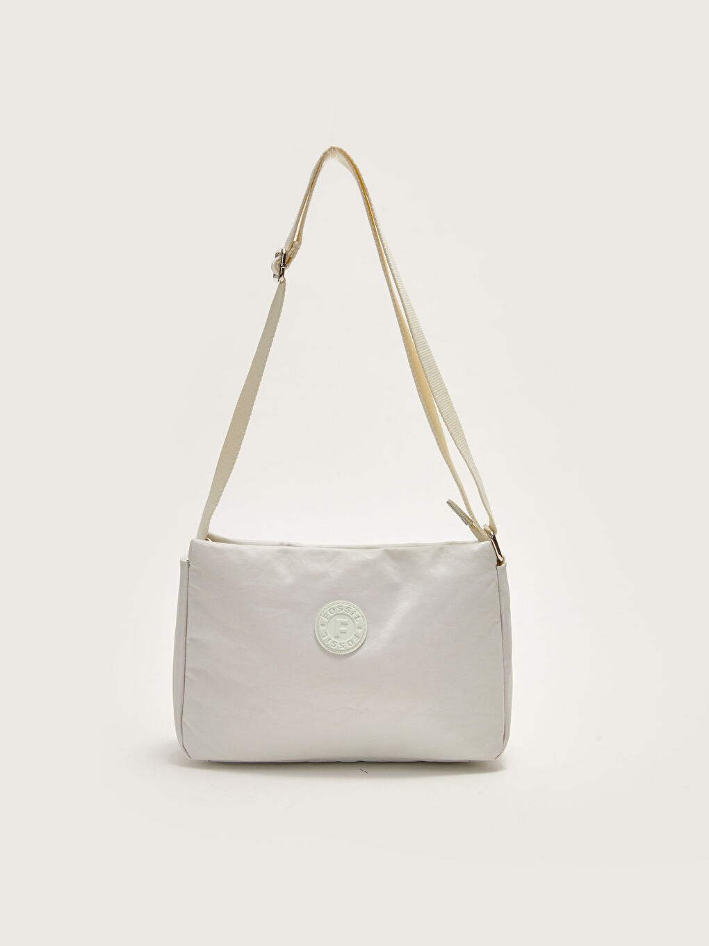 Beyaz Fossil Etiket Baskılı Kadın Baget Çanta