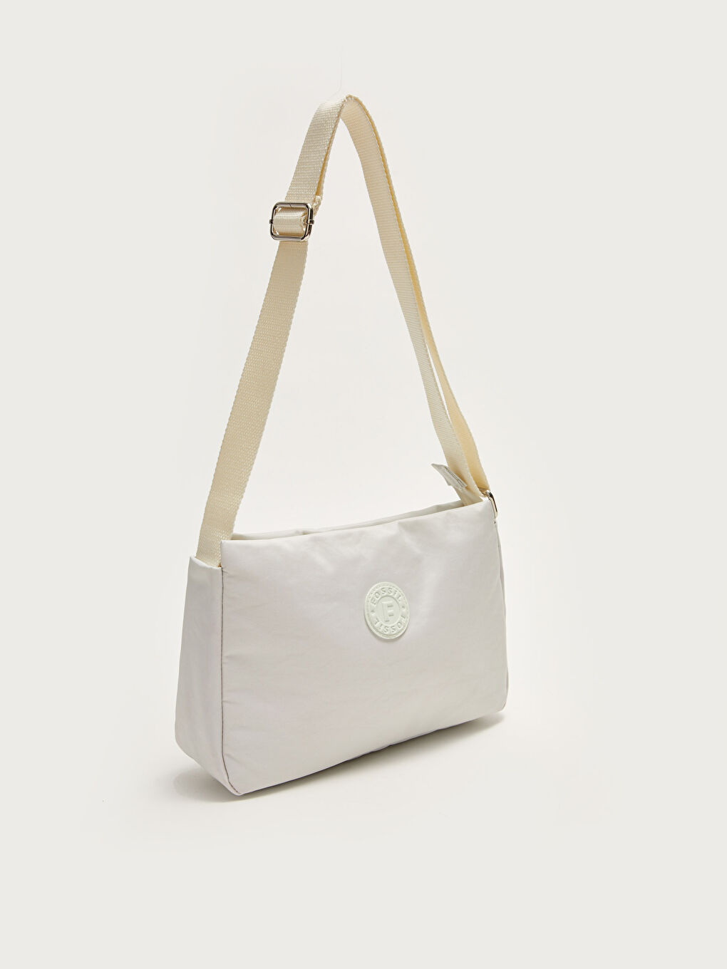 Beyaz Fossil Etiket Baskılı Kadın Baget Çanta-1