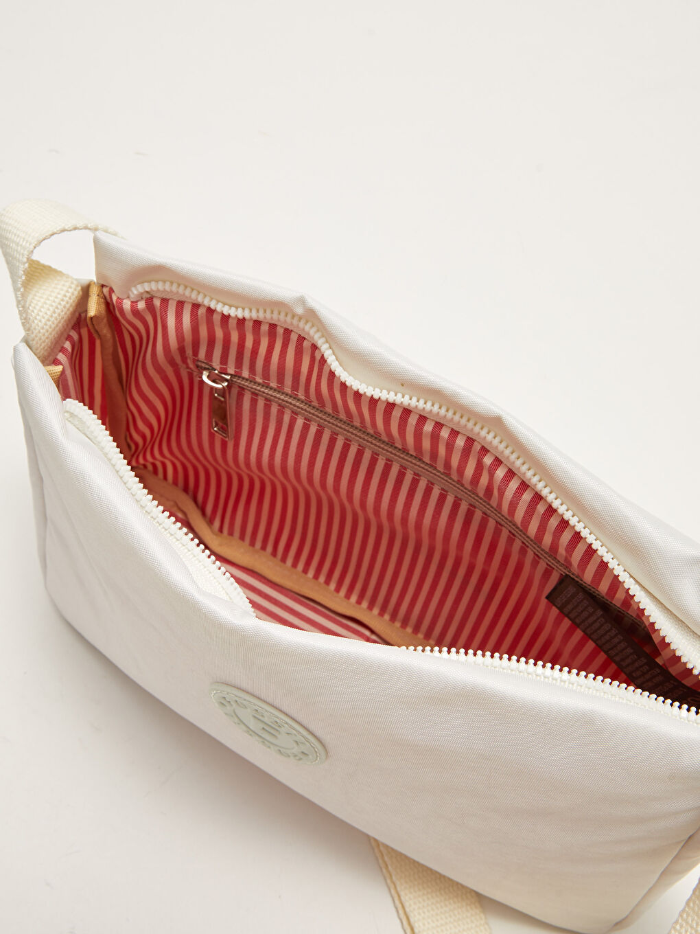 Beyaz Fossil Etiket Baskılı Kadın Baget Çanta-2