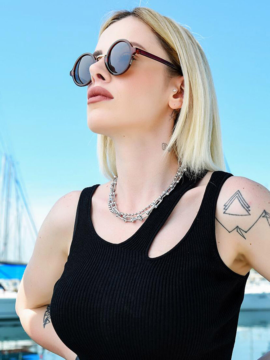 نظارات شمسية نسائية بإطار دائري من POLO UK-1