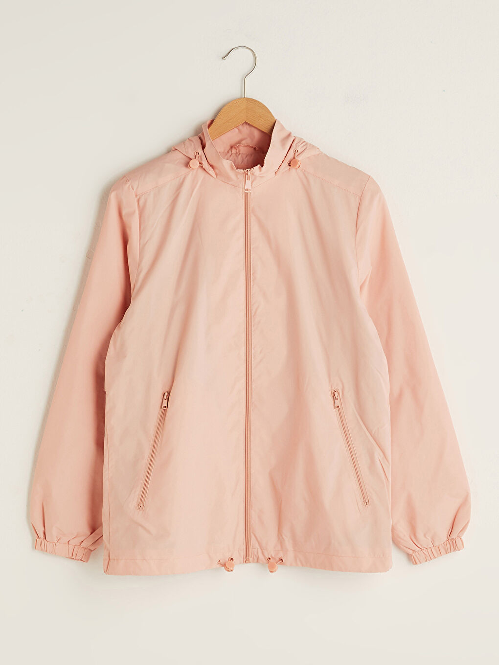 Әйелдерге арналған капюшонды жағалы стандартты пішім ұзын жеңді найзағайлы жаңбырға арналған күрте-6