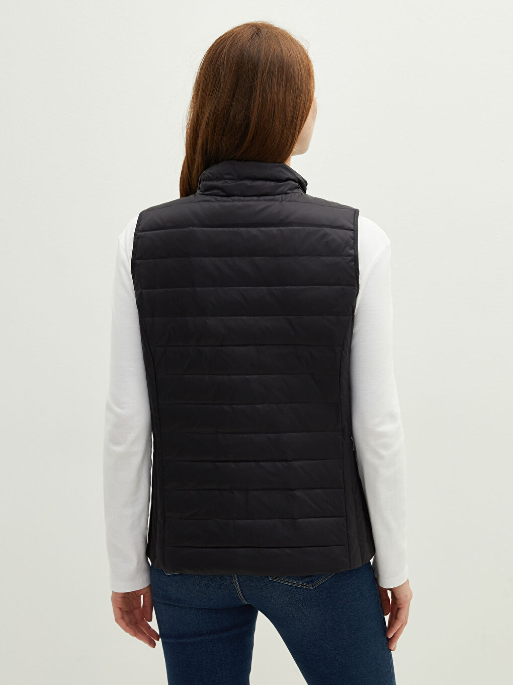 ძაბრისებრი საყელო სწორი უმკლავო ელვაშესაკრავით ქალებისთვის დუტის ჟილეტი და ჩანთა-3