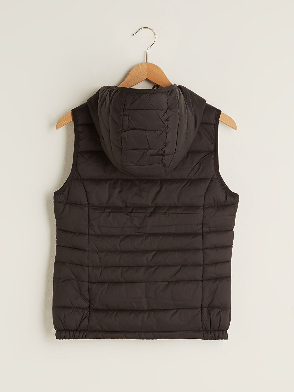Hooded Collar Straight Sleeveless Zipper Closure Women's Inflatable Vest-6