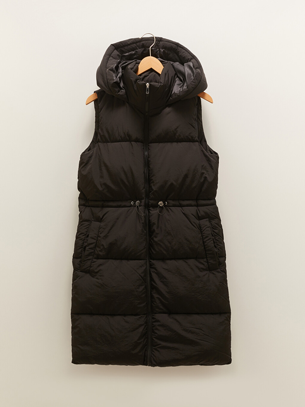 Hooded Collar Regular Sleeveless Pocket Detailed Women's Down Vest