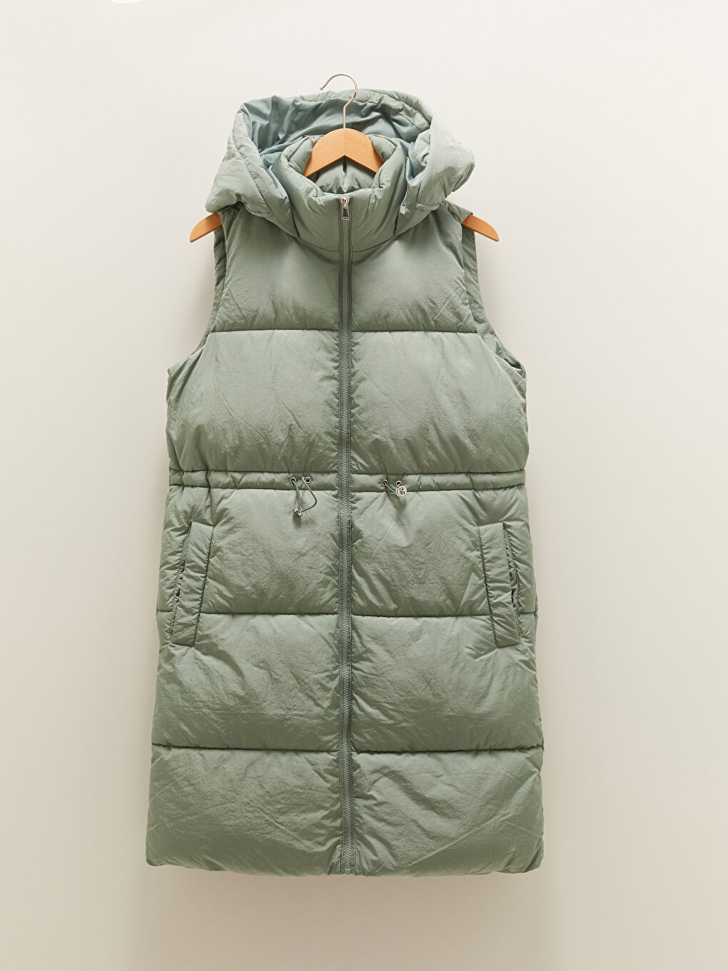 Дутый жилет с капюшоном, стандартный, без рукавов, с карманами для женщин-5