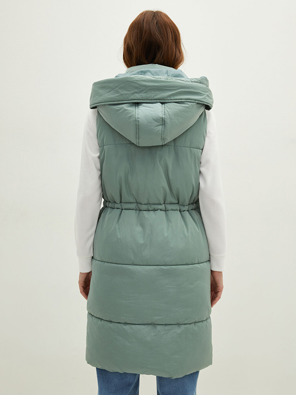 Дутый жилет с капюшоном, стандартный, без рукавов, с карманами для женщин-4