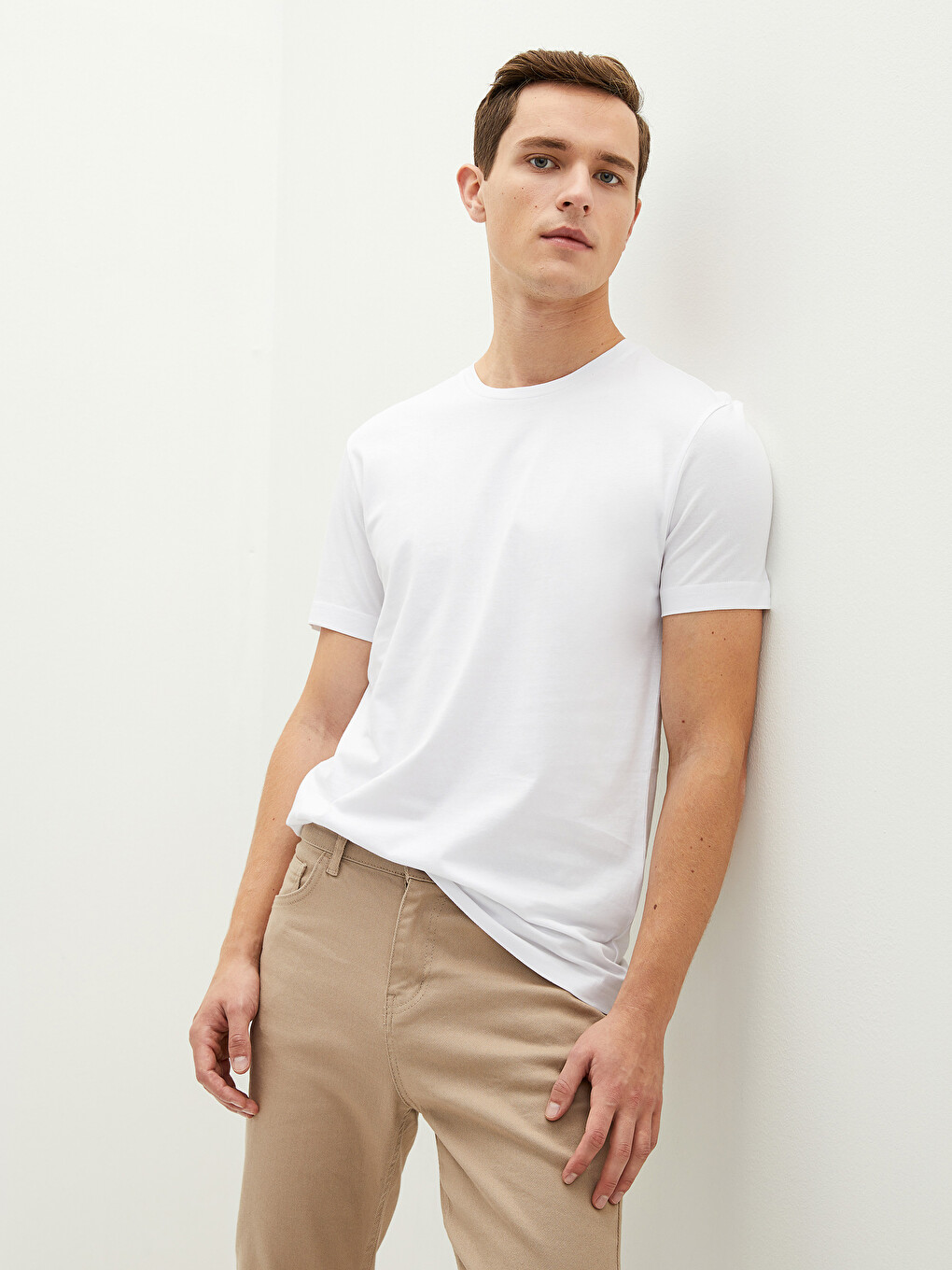 Crew Neck Short Sleeve Basic Combed Cotton Men's T-shirt-4