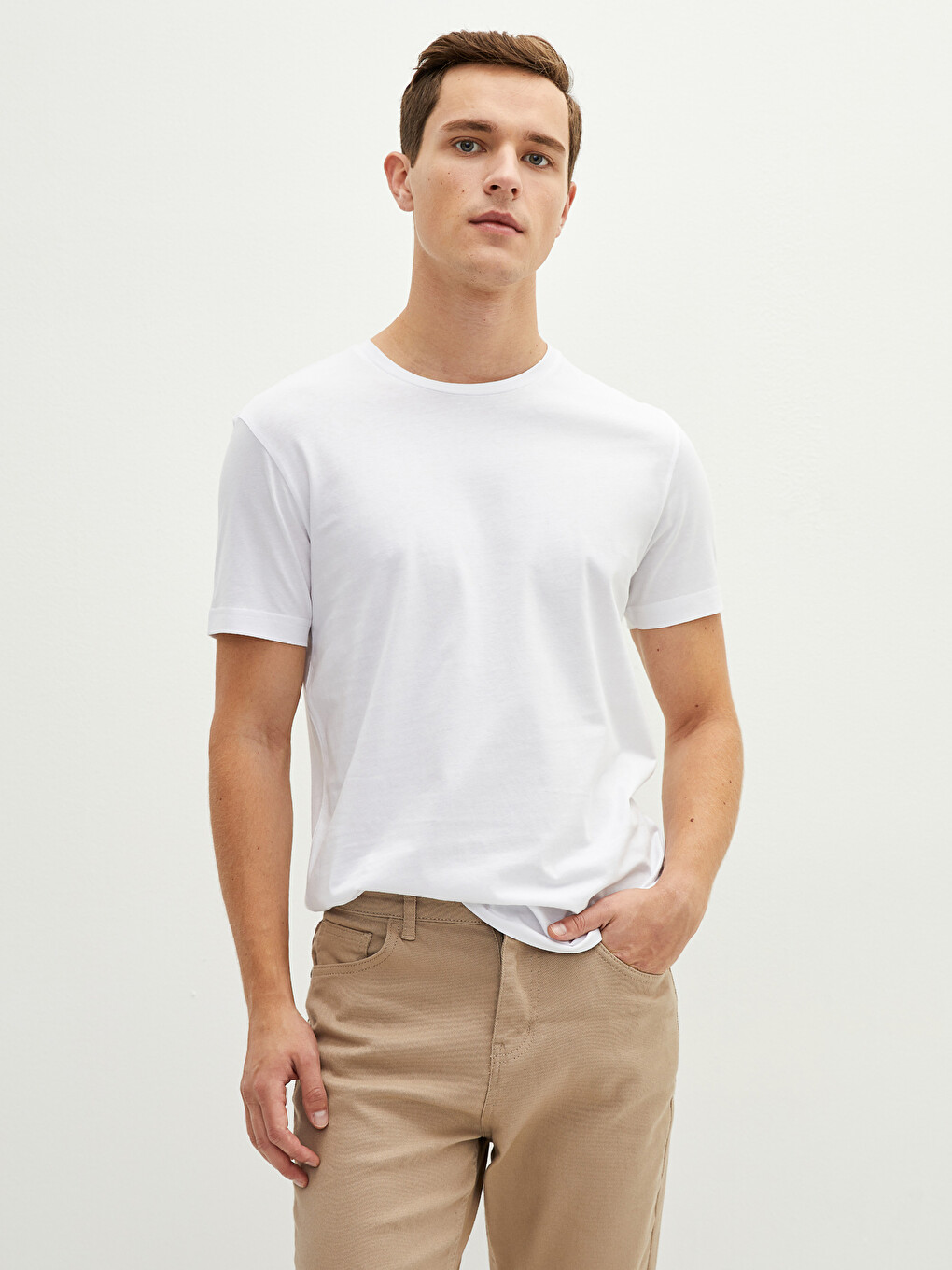 Crew Neck Short Sleeve Basic Combed Cotton Men's T-shirt-1