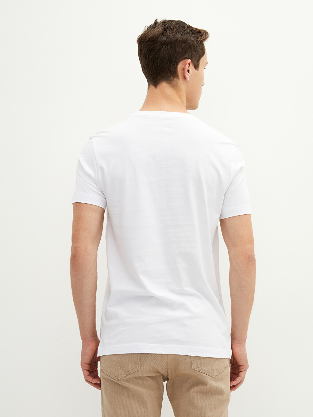 Crew Neck Short Sleeve Basic Combed Cotton Men's T-shirt-3