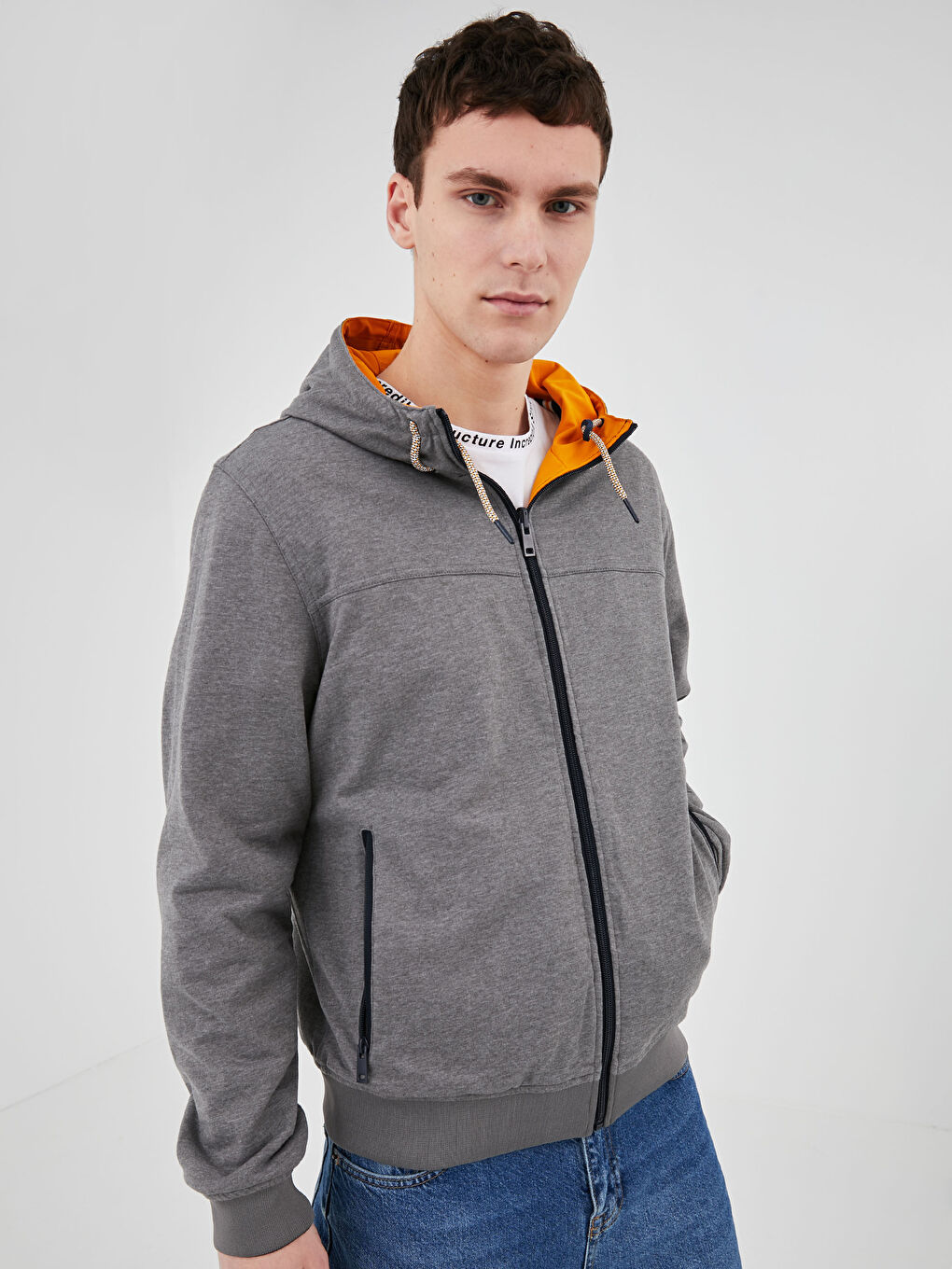 Стандартный крой, тонкий мужской дождевик с капюшоном-1