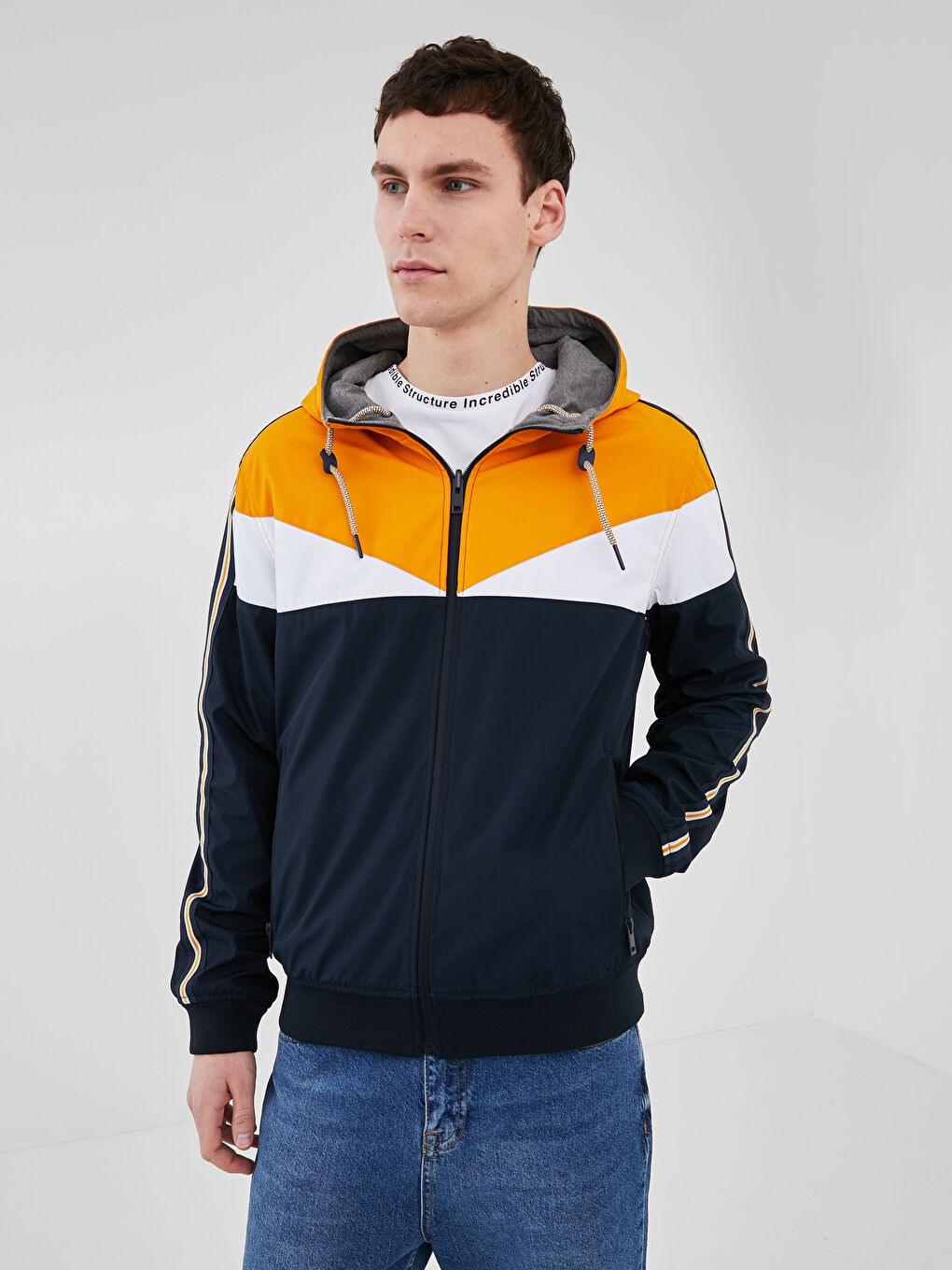 Стандартный крой, тонкий мужской дождевик с капюшоном-4