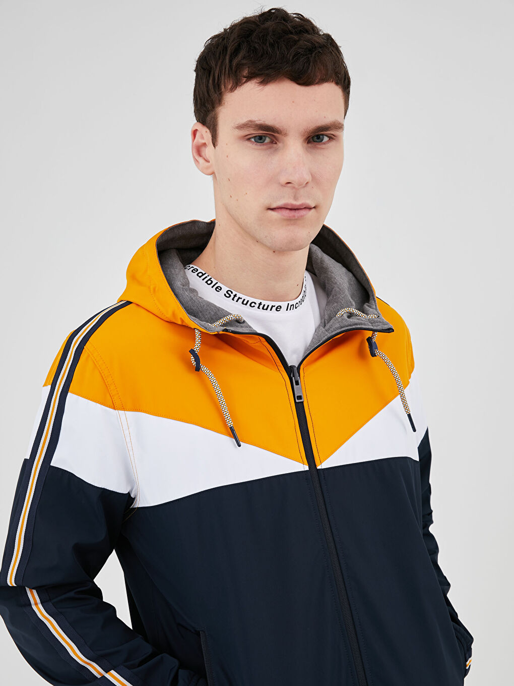 Стандартный крой, тонкий мужской дождевик с капюшоном-5