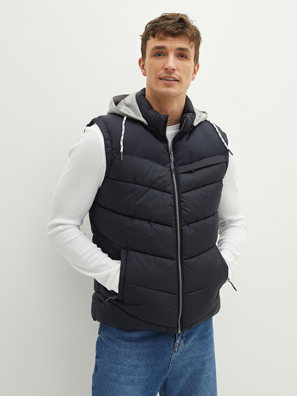 Slim Fit Hooded Slim Men's Puffer Vest