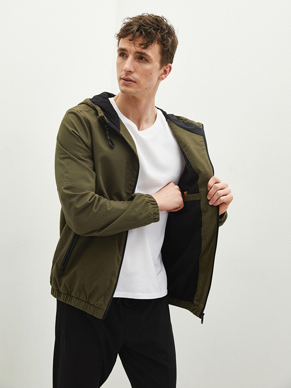 Стандартное Тонкое Мужское Пальто С Капюшоном-3