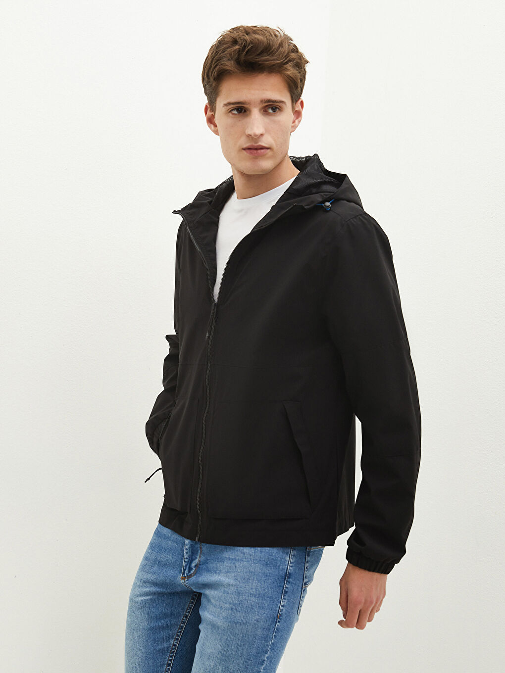 XSIDE Slim Fit Hooded Thin Men's Raincoat -W10077Z8-J0F