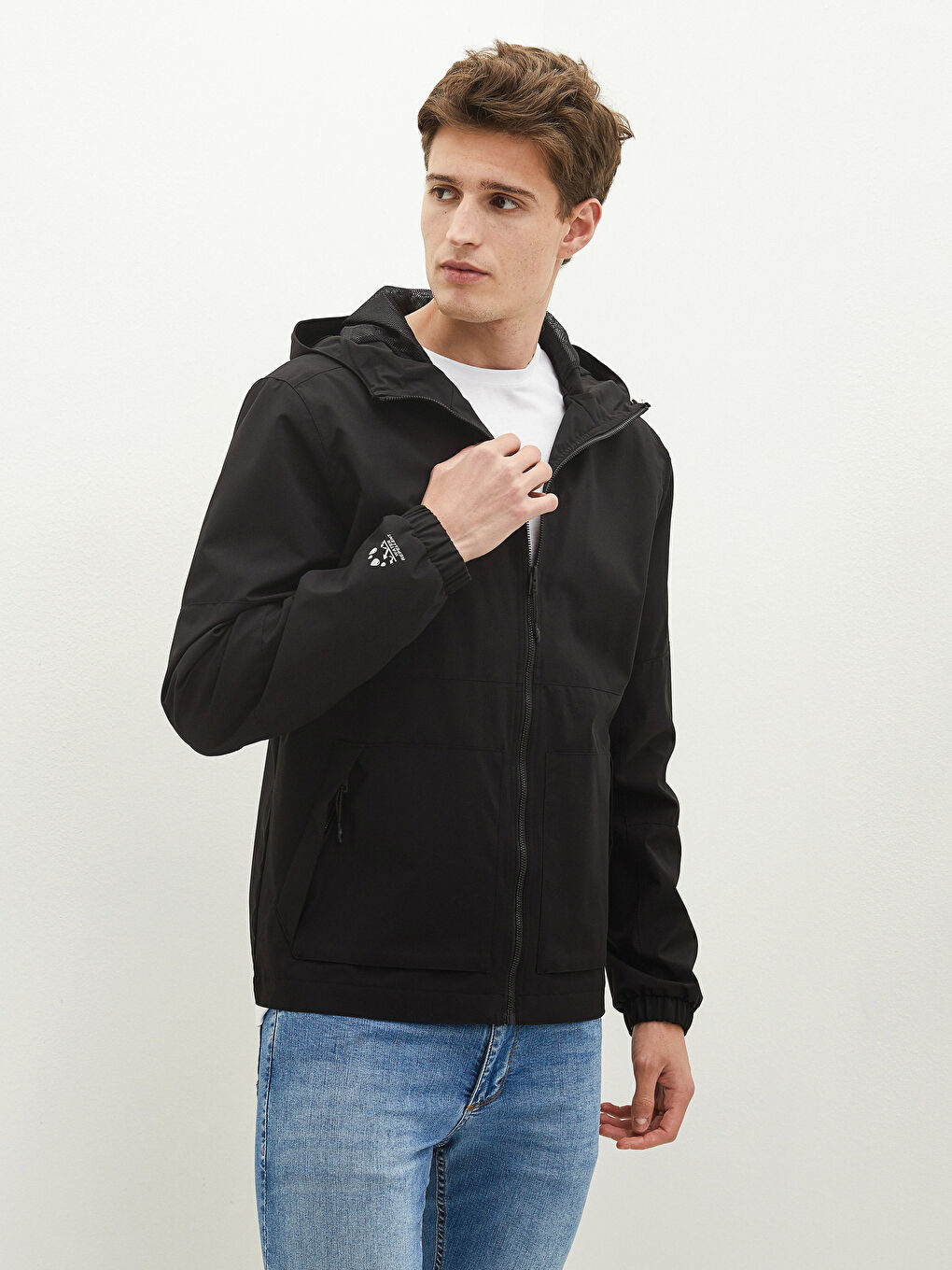 XSIDE Slim Fit Hooded Thin Men's Raincoat -W10077Z8-J0F