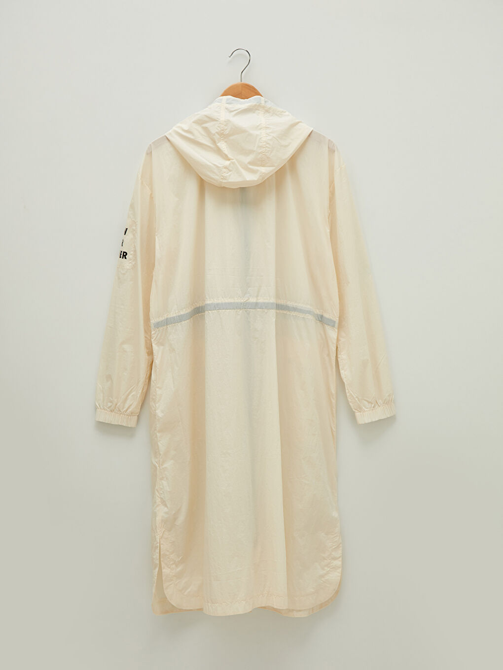 معطف طويل نساء بقبّ مطبوع كم طويل بسحاب-6