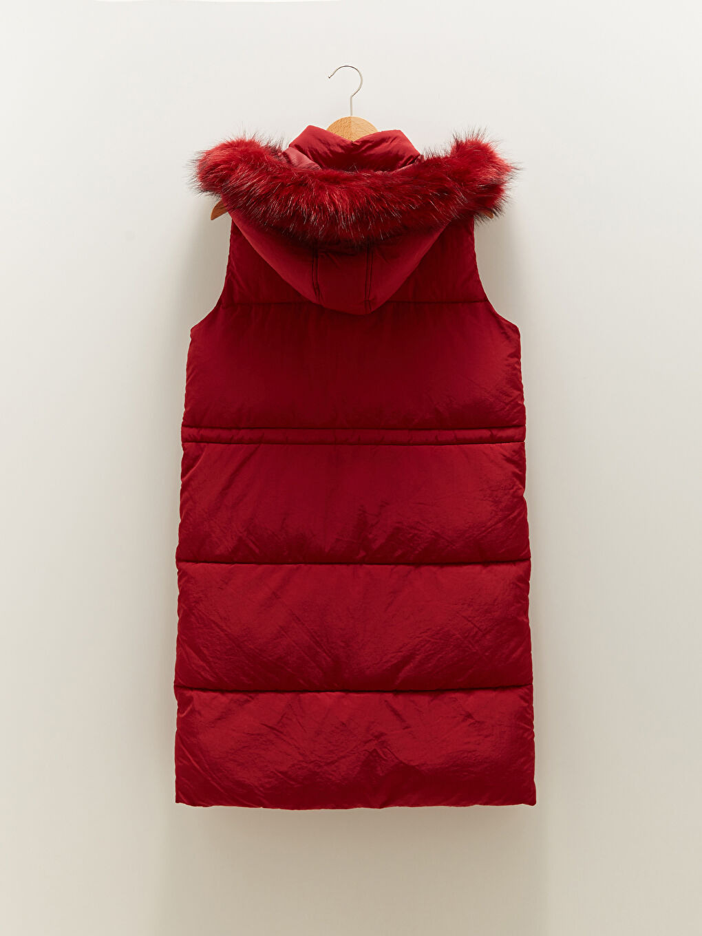 Пухена жилетка с качулка, редовна, без ръкави, с джобове, за жени-6