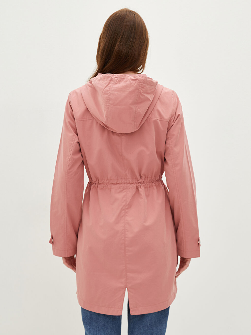 Hoodie Straight Long Sleeve Pocket Detail Thin Women's Coat-4