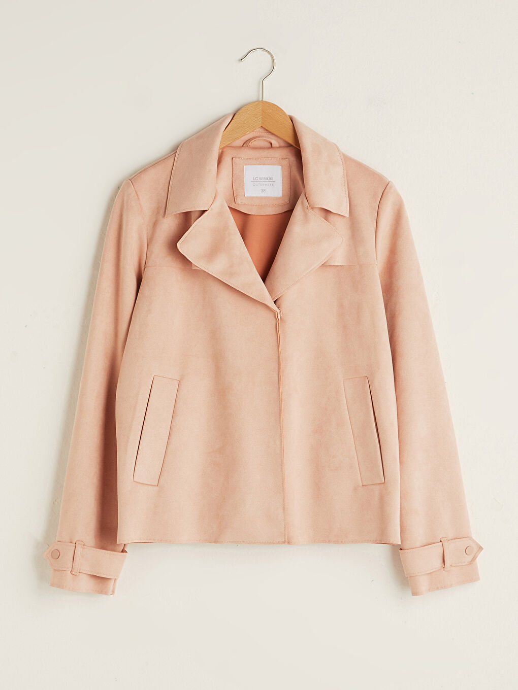 LCWAIKIKI Classic Shirt Neck Regular Lace-up Long Sleeve Thin Women's Suede Coat -W10090Z8-RKM