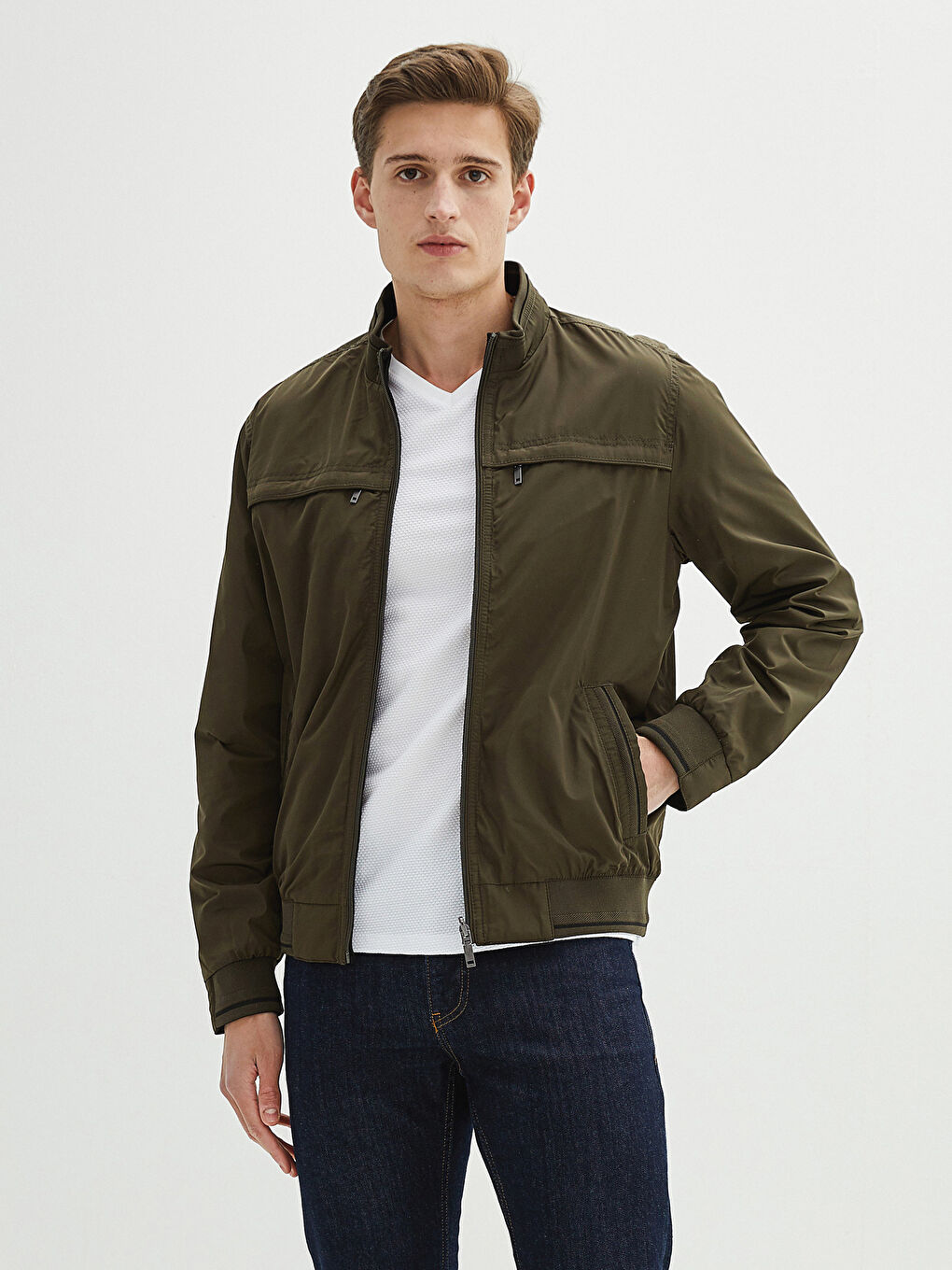 Veste Bomber Coupe Slim à Col Montant Confortable Pour Hommes-2
