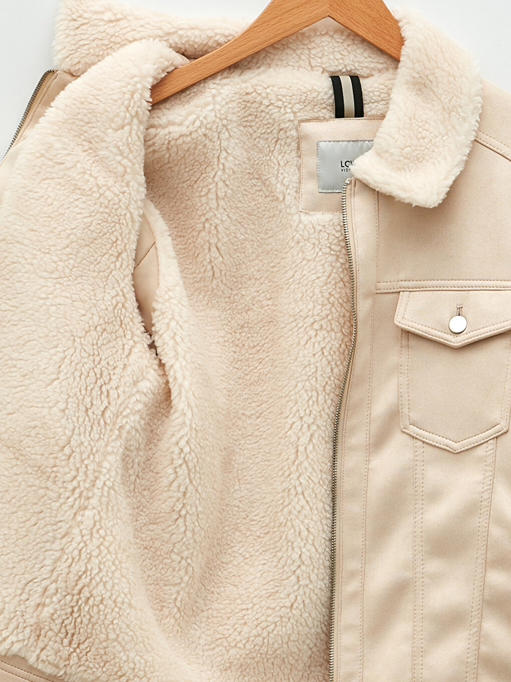 Slim Fit Fur Collar Suede Coat-7