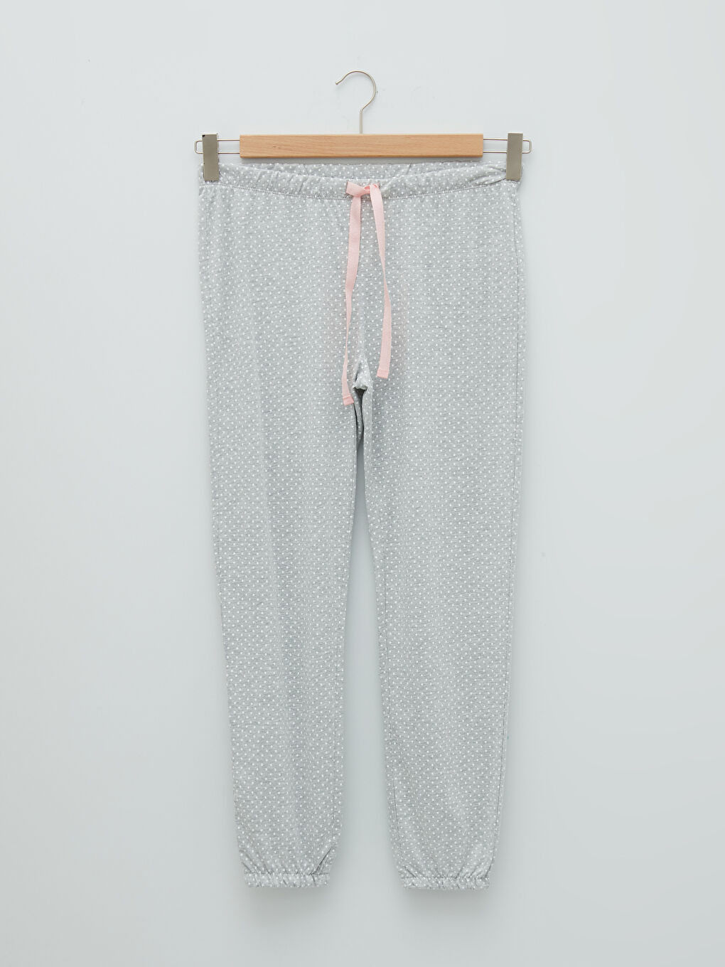 Gri Bisiklet Yaka Baskılı Uzun Kollu Kadın Pijama Takımı-7