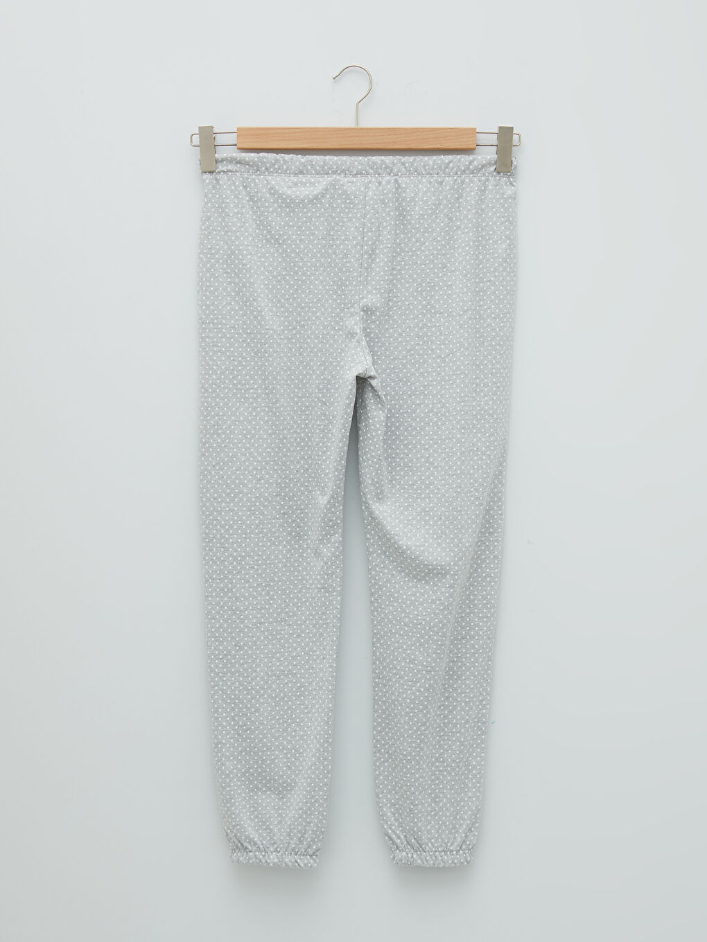 Gri Bisiklet Yaka Baskılı Uzun Kollu Kadın Pijama Takımı-9