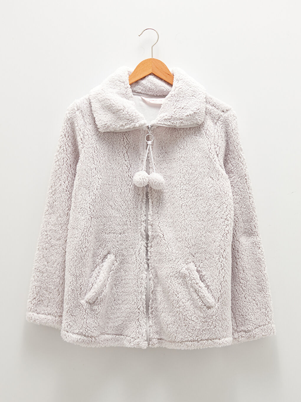 LCW DREAM Stehkragen Schlicht Taschen Detailiertes Damen Plüsch Pyjama-Oberteil -W10102Z8-CSW