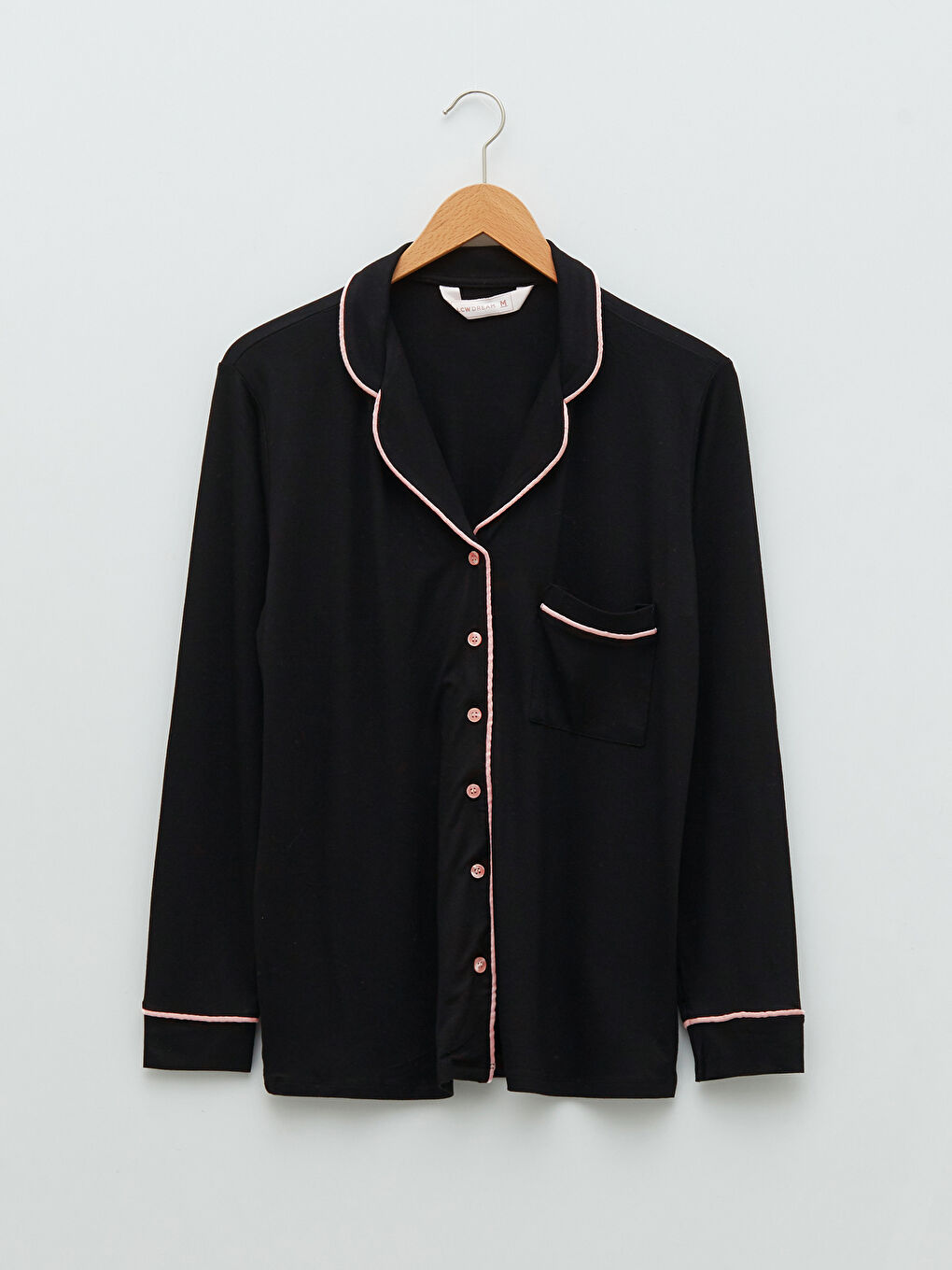 LCW DREAM Shirt Collar Straight Long Sleeved Pocket Detailed Viscose Women's Pajamas Set -W10103Z8-CVL