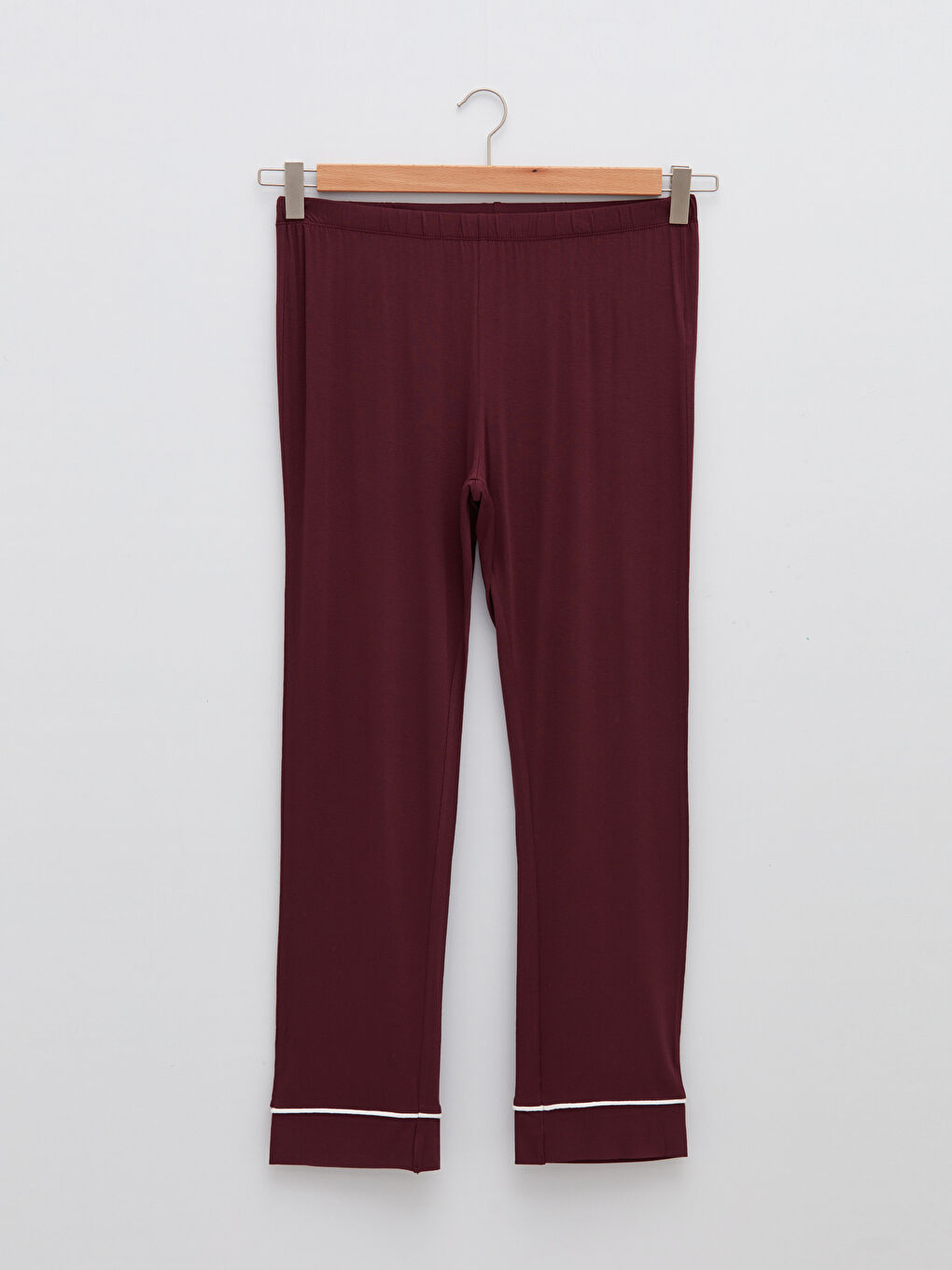 Mürdüm Gömlek Yaka Düz Uzun Kollu Cep Detaylı Viskon Kadın Pijama Takımı-7