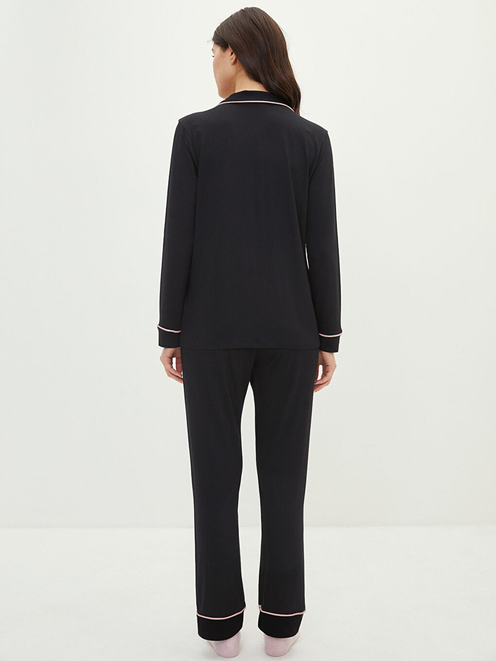 LCW DREAM Shirt Collar Straight Long Sleeved Pocket Detailed Viscose Women's Pajamas Set -W10103Z8-CVL