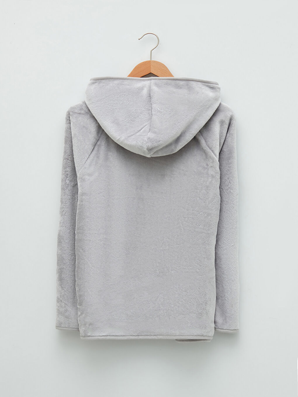 LCW DREAM Women's Plush Pajama Top With Hood Collar Plain Long Sleeve Pocket Detailed -W10105Z8-CT3