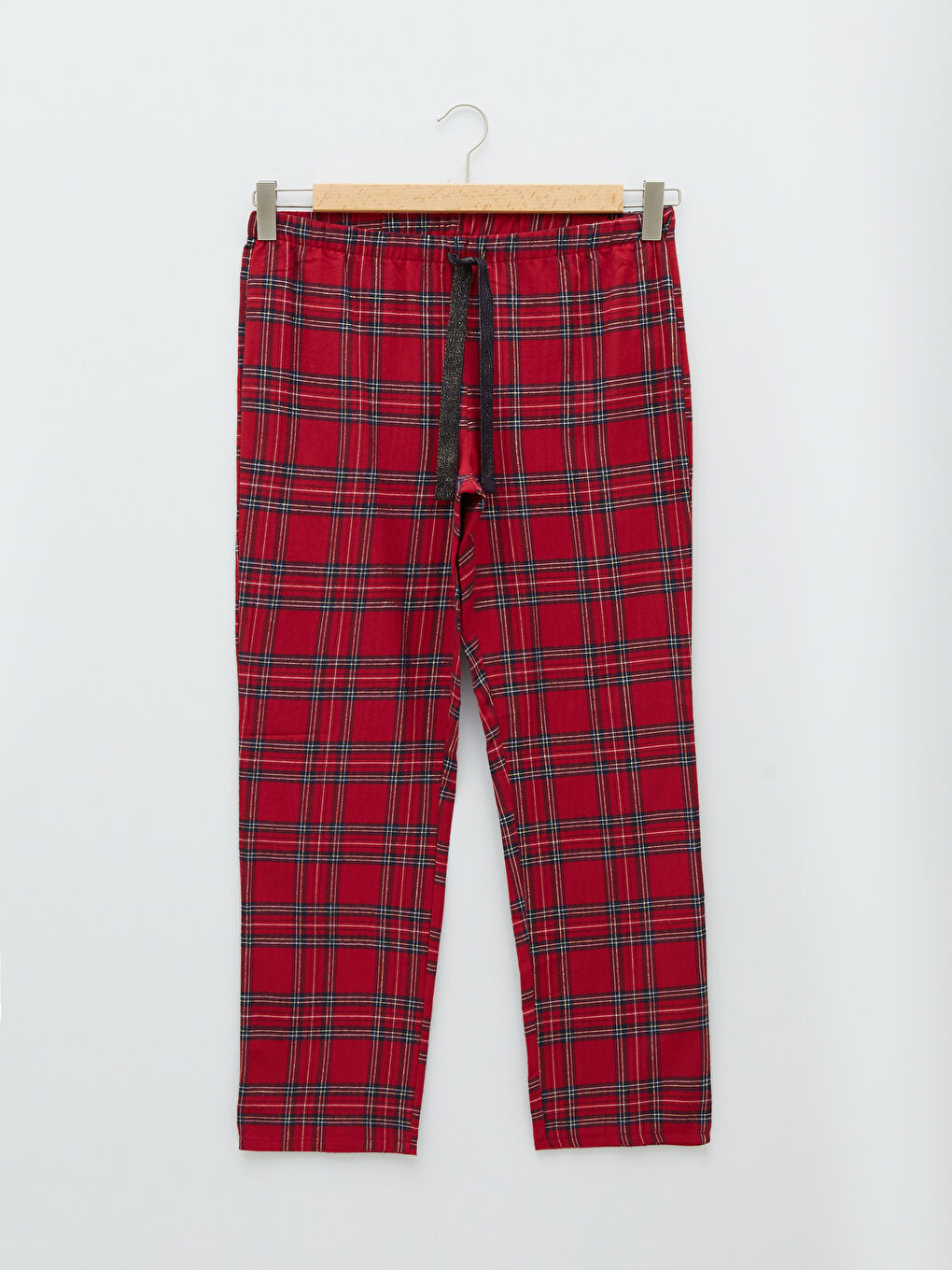 Collared Neck Plaid Women's Pyjama Set-8