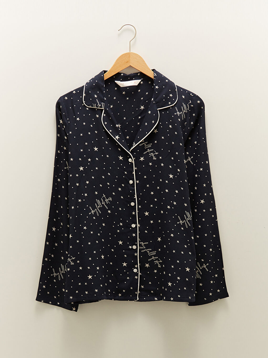 طقم بيجامة للسيدات قميص بياقة مطبوع كم طويل قماش فيسكوز فوال-6