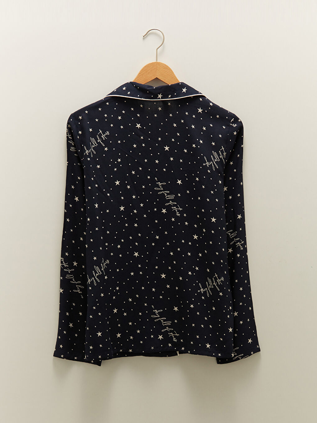 طقم بيجامة للسيدات قميص بياقة مطبوع كم طويل قماش فيسكوز فوال-8