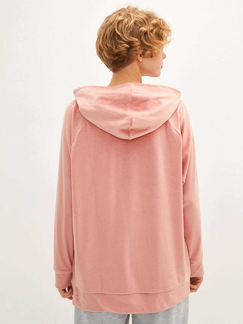 LCW DREAM Kapuzenshirt Bestickt Langarm Samt Frauen Pyjama-Oberteil -W10108Z8-MF0