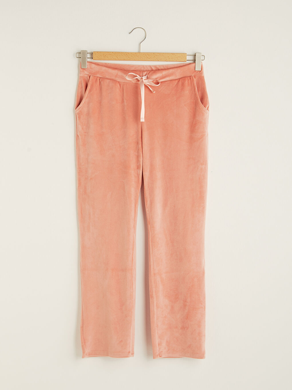 قيعان بيجامة قطيفة للسيدات بخصر مرن وجيوب بتفاصيل عادية-5