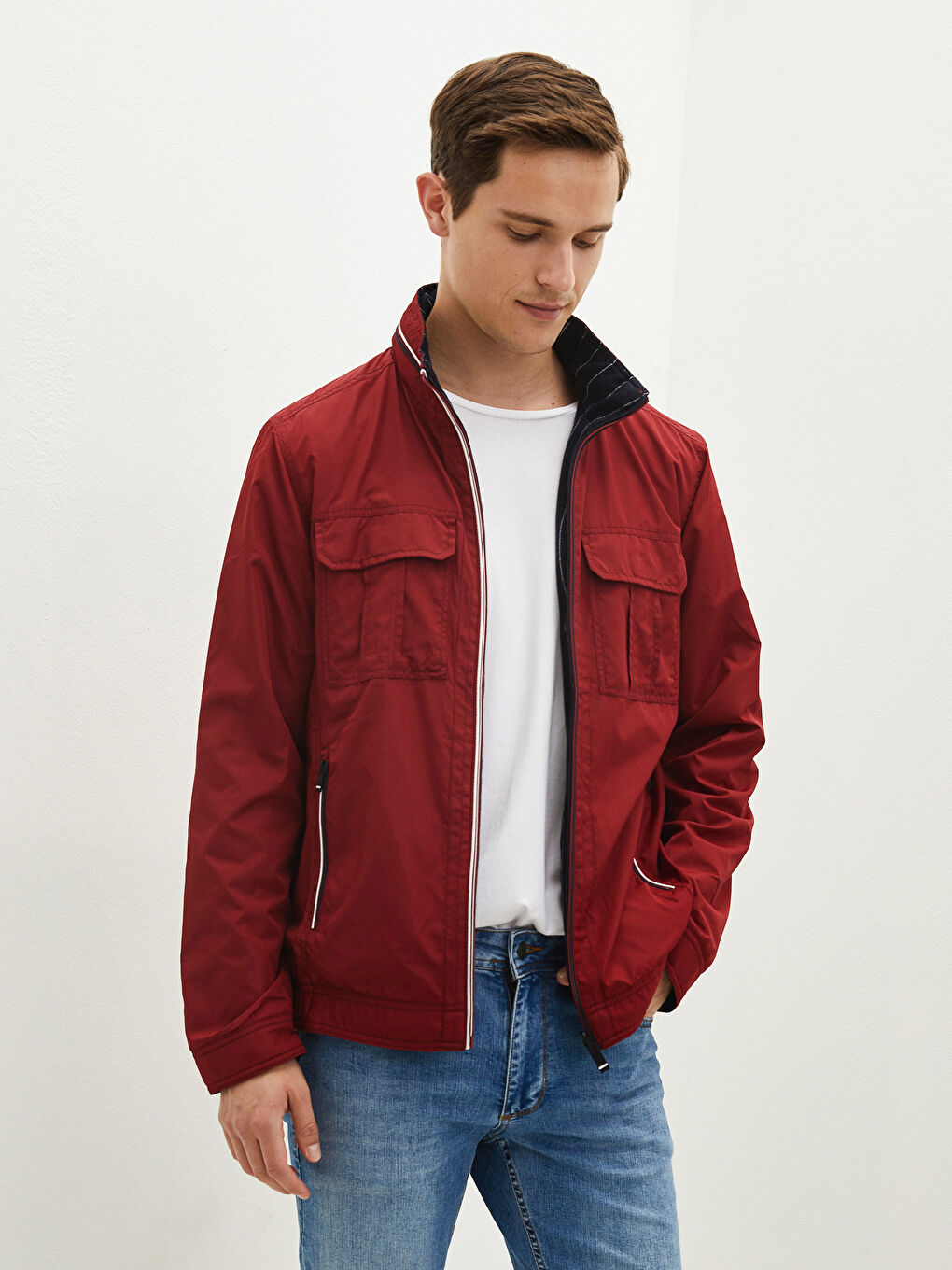 Loose Fit Turtle Neck Thin Men's Coat-1