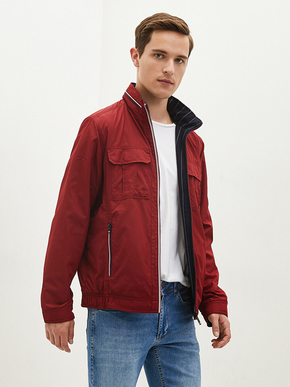 Loose Fit Turtle Neck Thin Men's Coat-2