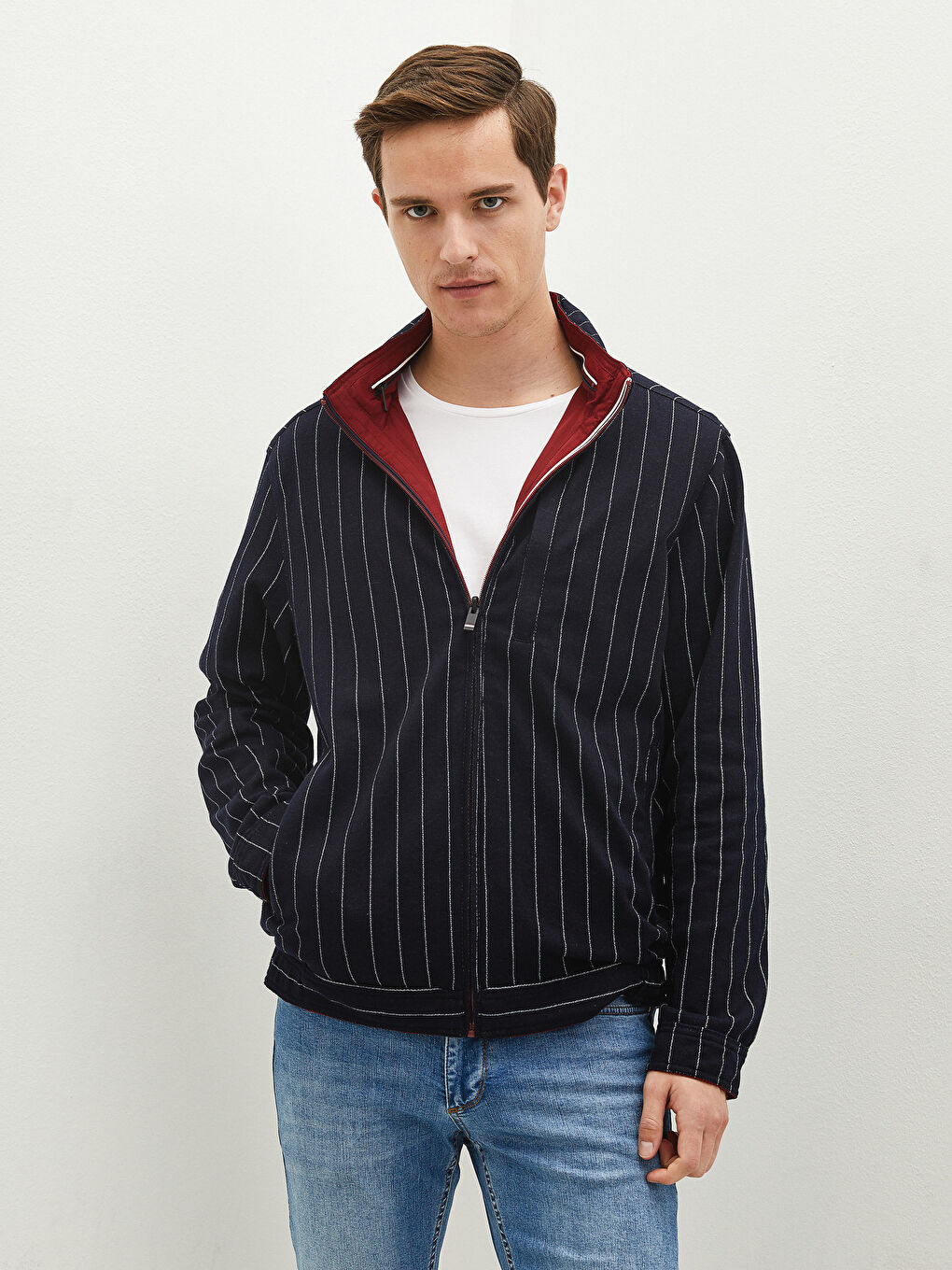 Loose Fit Turtle Neck Thin Men's Coat-3