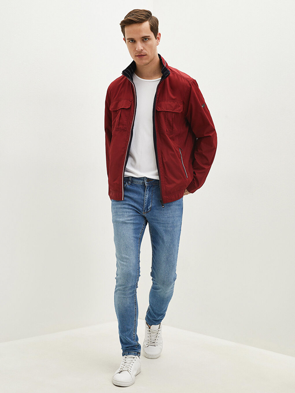 Loose Fit Turtle Neck Thin Men's Coat-4