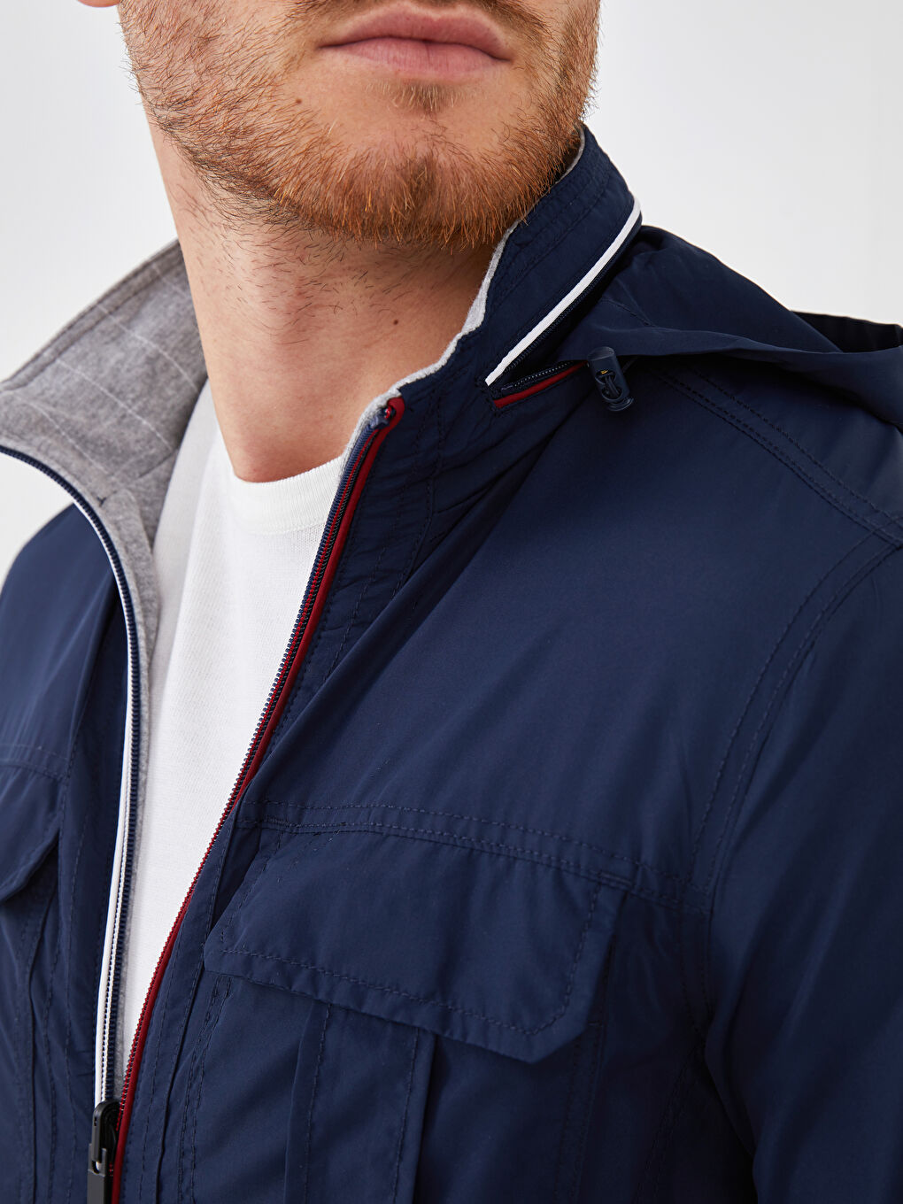 Loose Fit Turtle Neck Thin Men's Coat-5