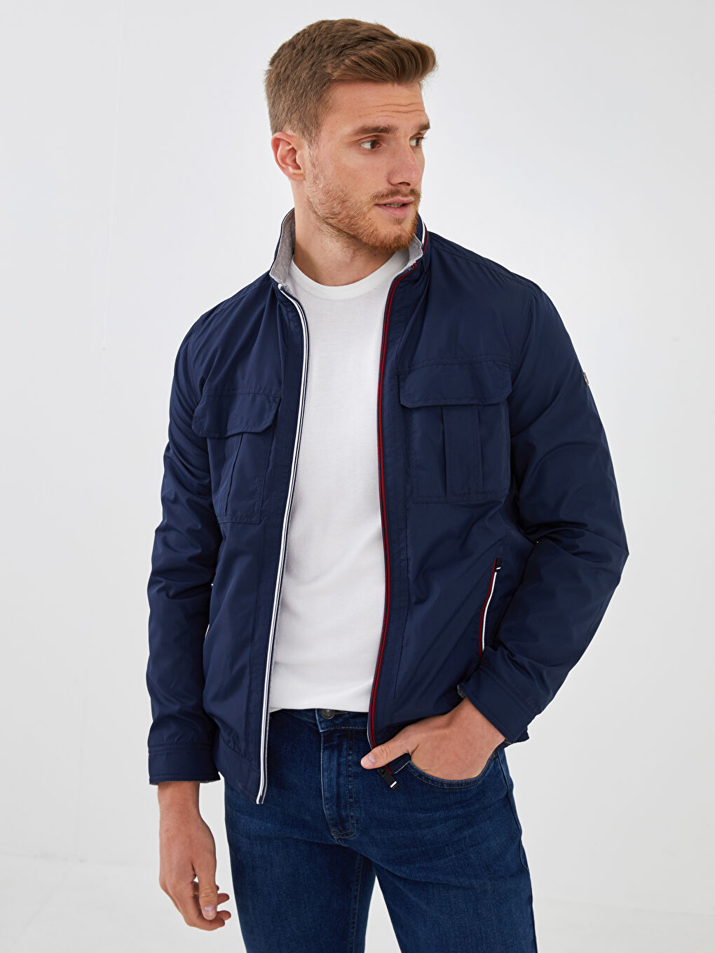 Loose Fit Turtle Neck Thin Men's Coat-2