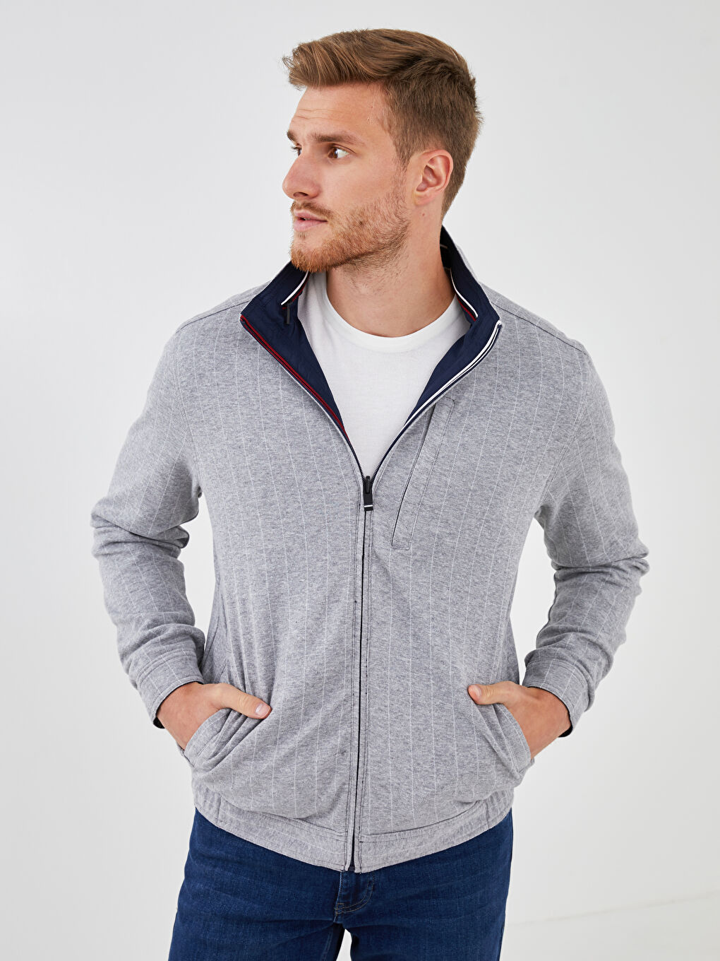 Loose Fit Turtle Neck Thin Men's Coat-3