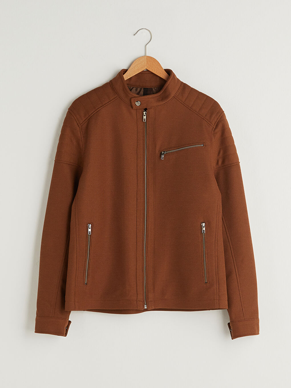 Пальто Мужское Слим Байкерский Воротник Тонкий-6