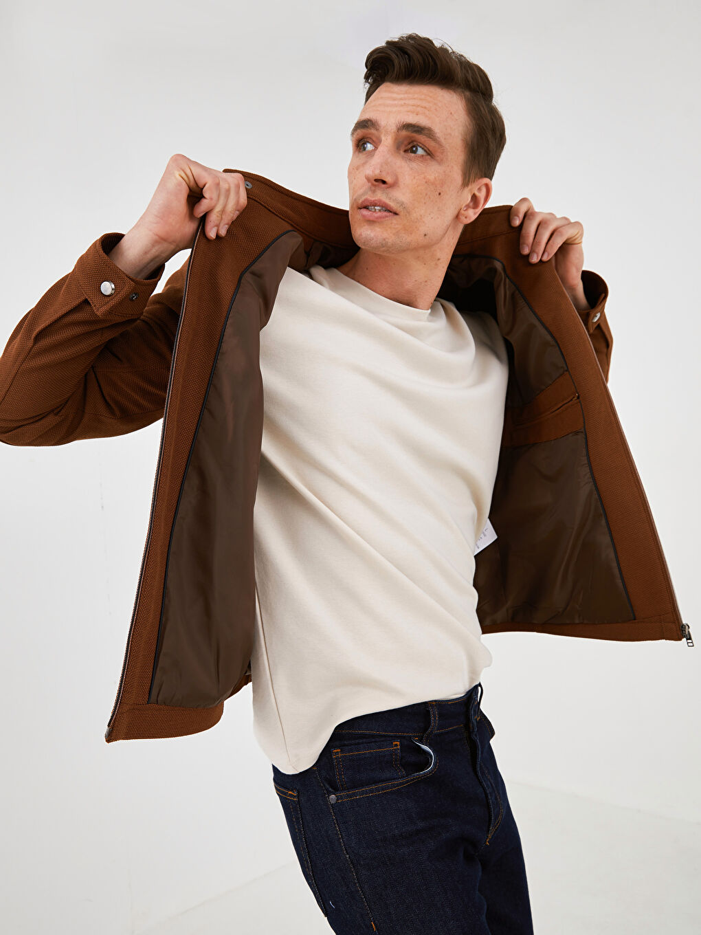 Пальто Мужское Слим Байкерский Воротник Тонкий-2